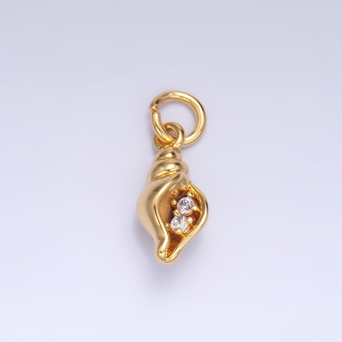 Mini Gold Clam Shell Charm Silver Beach Charm W878