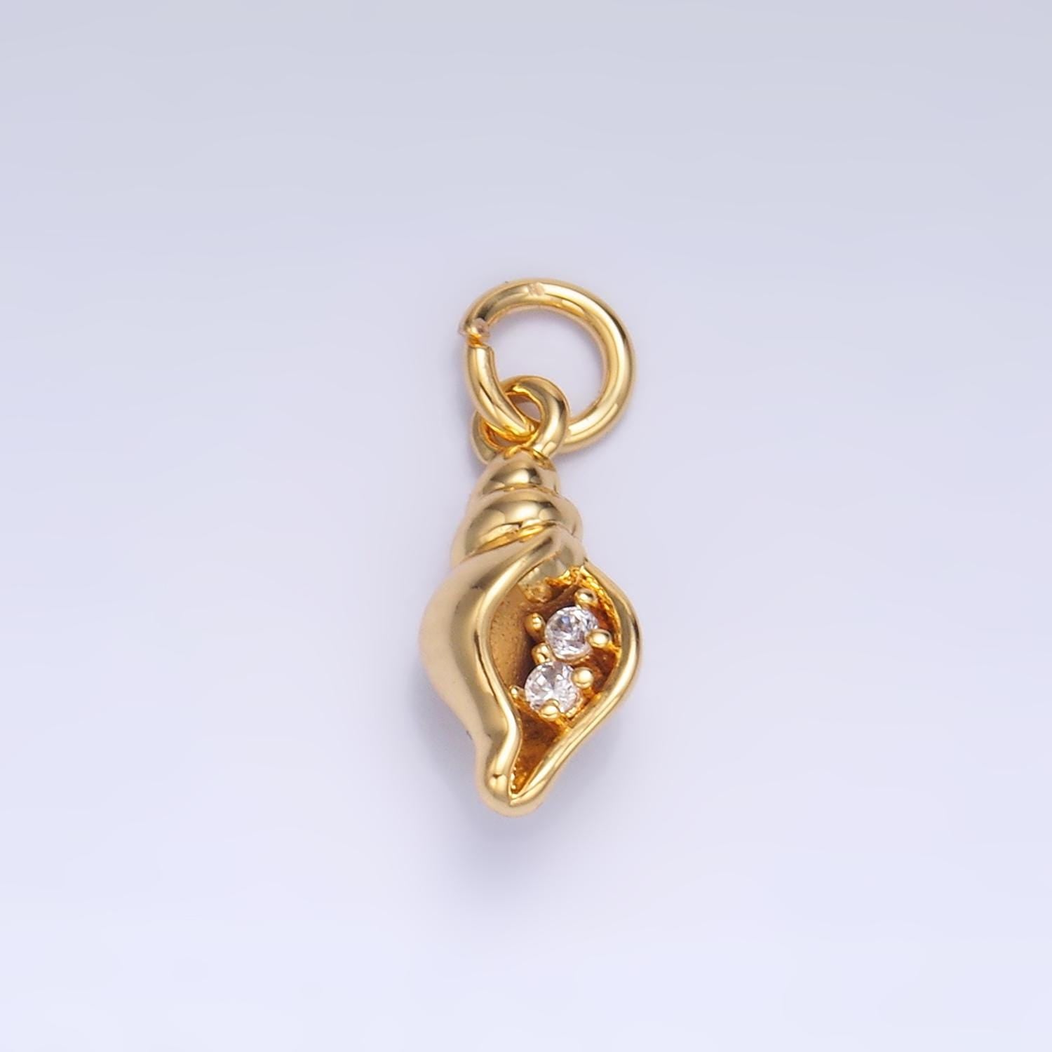 Mini Gold Clam Shell Charm Silver Beach Charm W878
