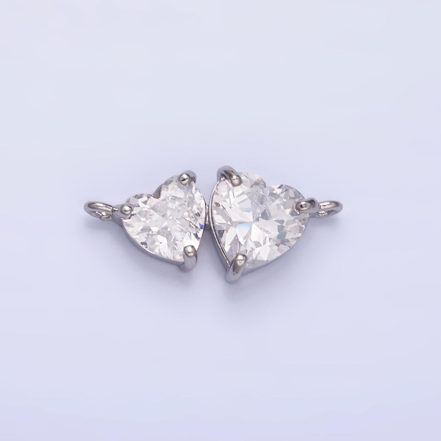 Gold micro pave love jewelry dainty double heart link connector floating hearts charm for bracelet necklace supply Y003