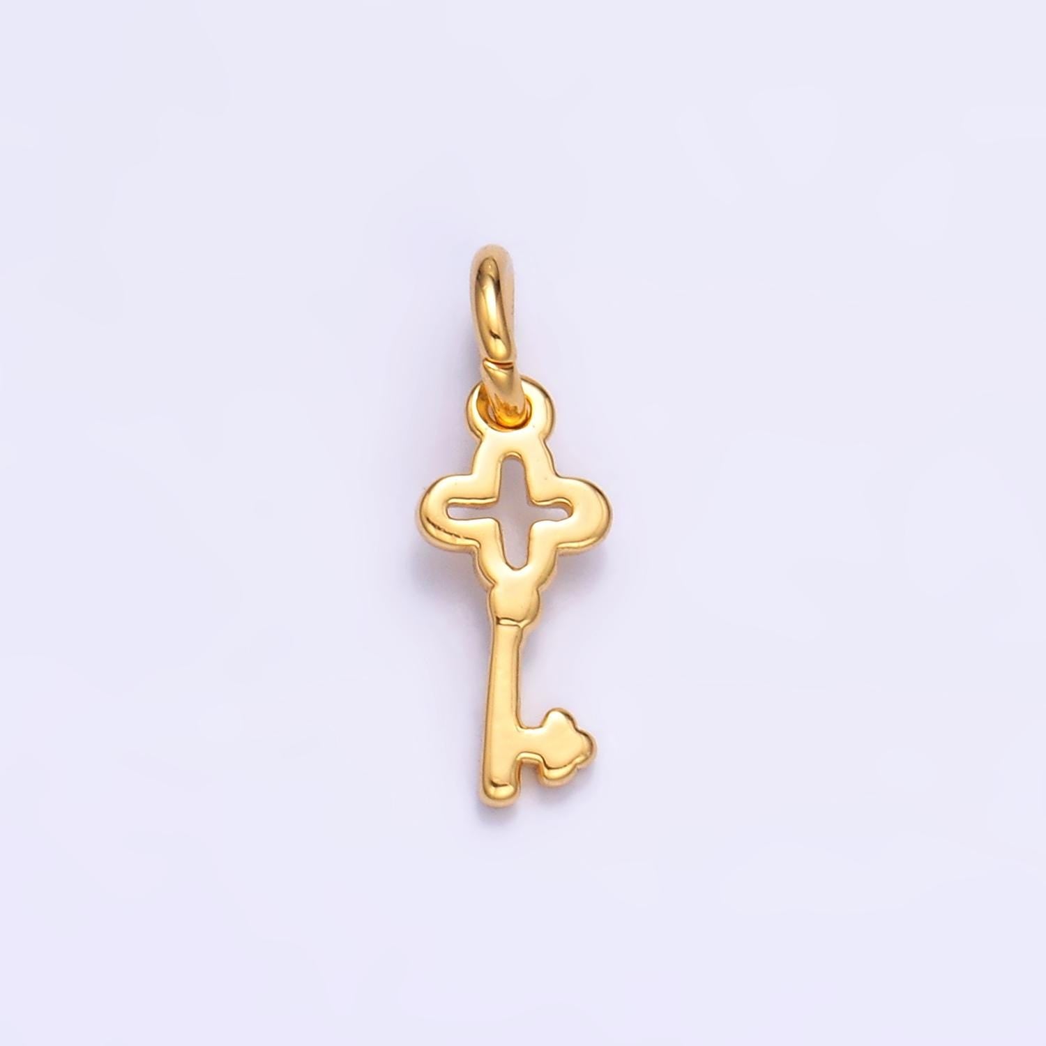 24K Gold Filled Key Pendant Mini Key Charm Bracelet Necklace for DIY Jewelry Making Supply M179