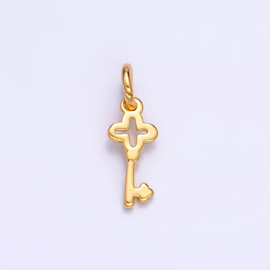 24K Gold Filled Key Pendant Mini Key Charm Bracelet Necklace for DIY Jewelry Making Supply M179