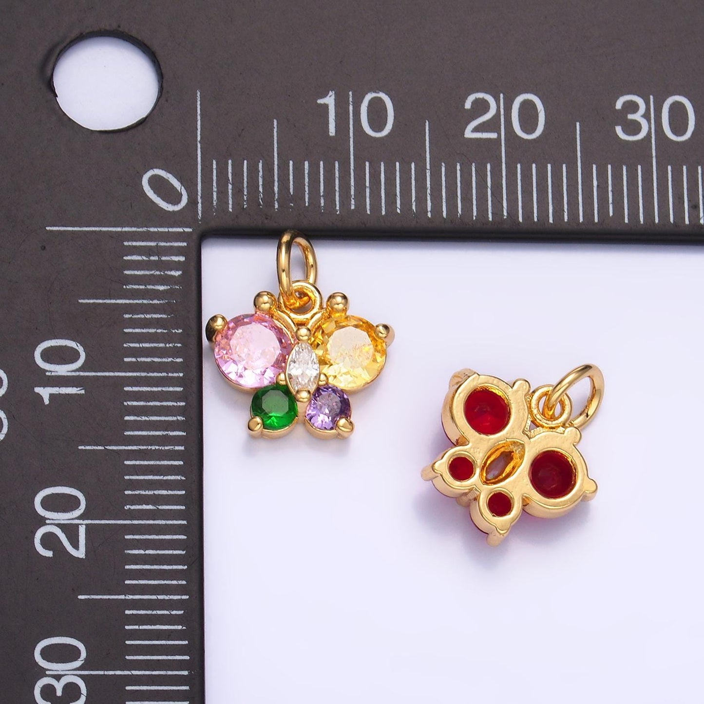 Mini 24k gold filled butterfly charm Multi Color mariposa charm for bracelet necklace earring component | M806