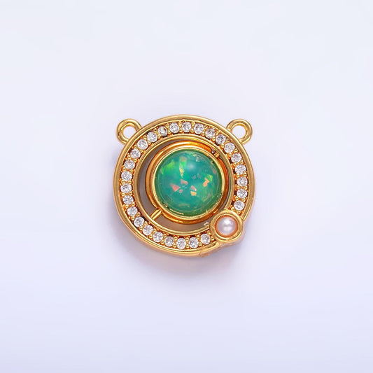 Spinner Mini Green Opal Charm Connector for Necklace Bracelet Component Y-008