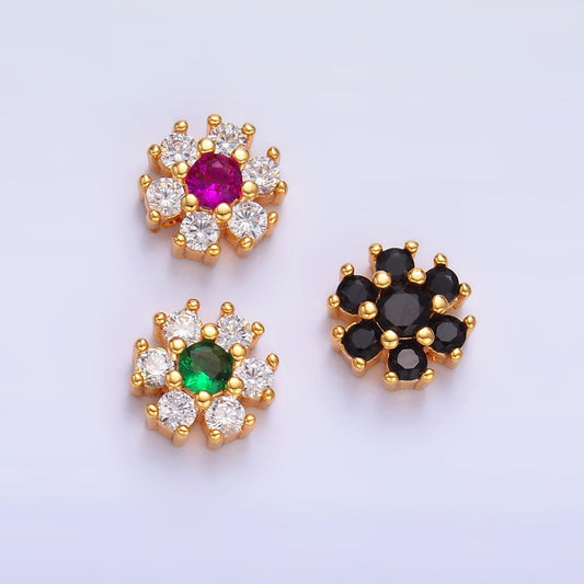 7.5mm Daisy Flower Bead Spacer Micro Pave CZ Mini Floral Nature Gold Filled Art Jewelry Making Beads B-310