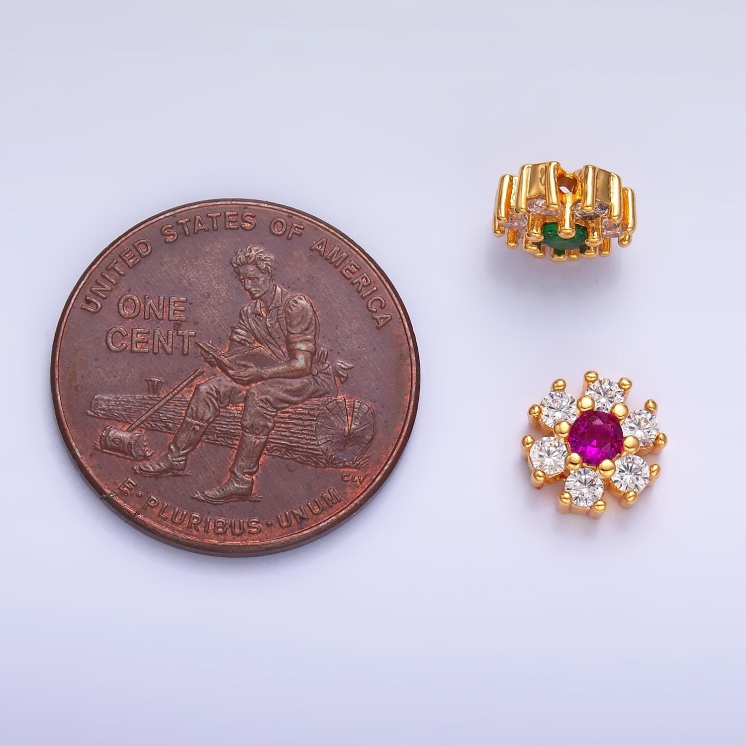7.5mm Daisy Flower Bead Spacer Micro Pave CZ Mini Floral Nature Gold Filled Art Jewelry Making Beads B-310