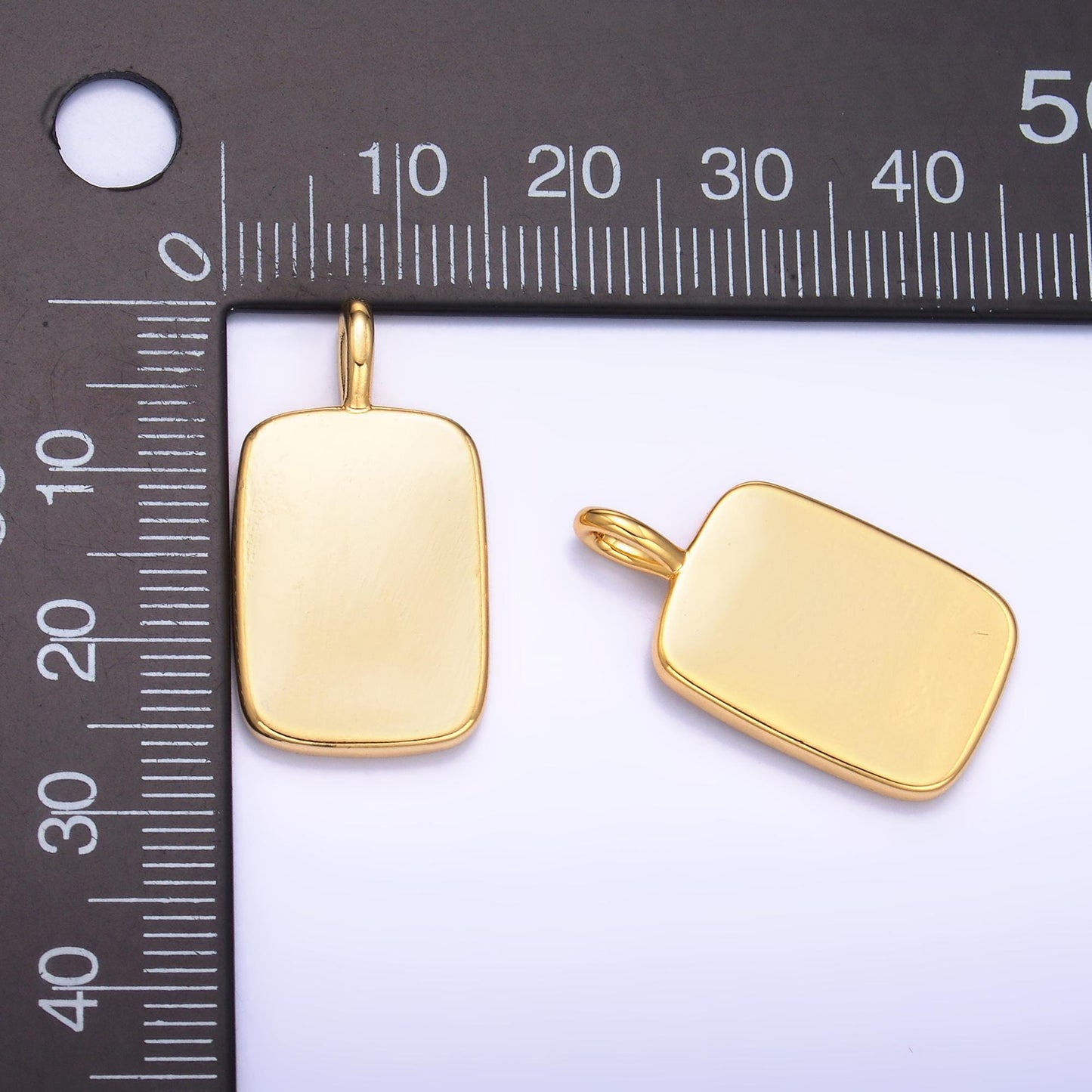 Gold Engravable Military Style Dog Tag Pendant for Personalize Front, Back or Both Blank Tag Jewelry Making Supply 26x14 mm AA-1547