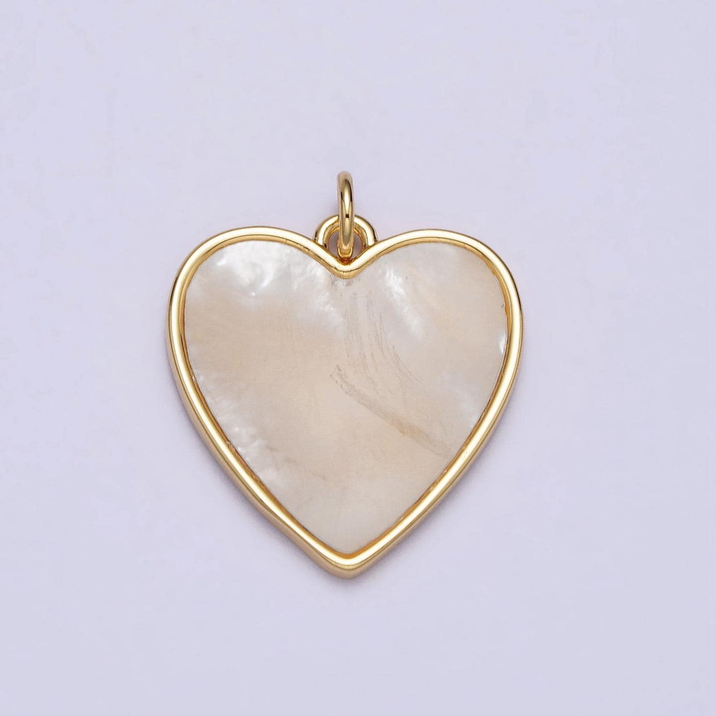 Gold pearly white heart pendant, 14k gold Filled shell pearl heart love charm | ac985