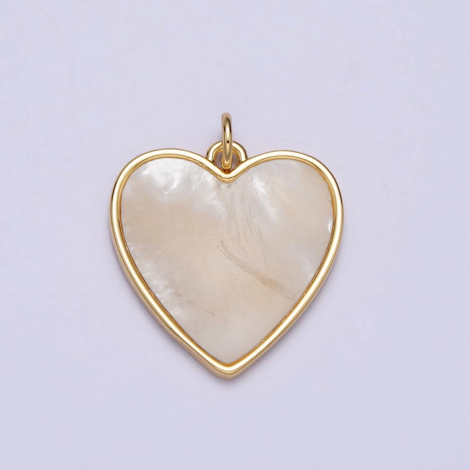 Gold pearly white heart pendant, 14k gold Filled shell pearl heart love charm | ac985