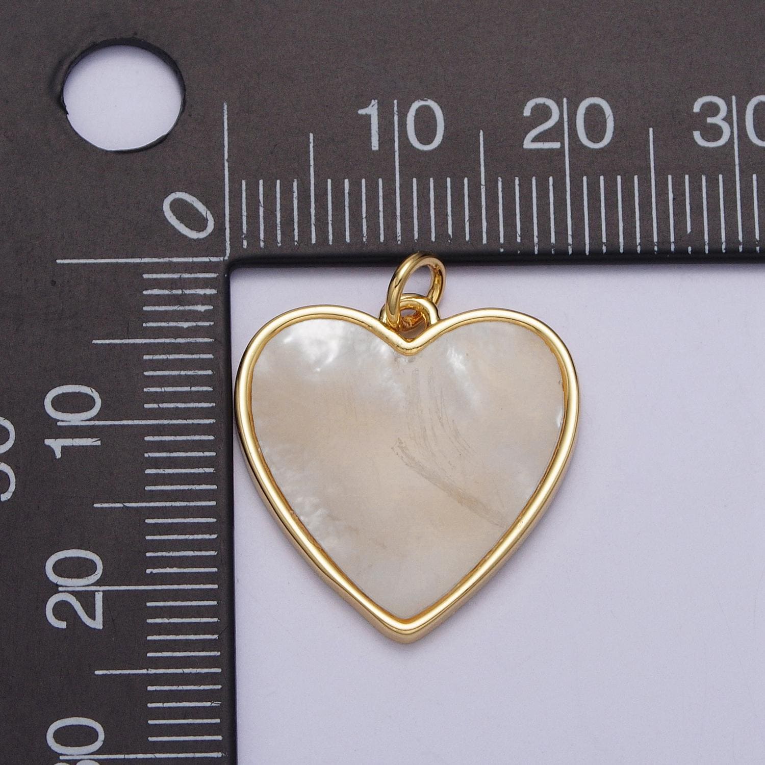 Gold pearly white heart pendant, 14k gold Filled shell pearl heart love charm | ac985