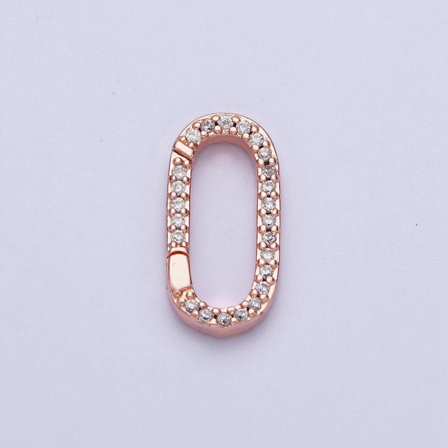 Cz Gold Spring Gate Ring, 14.8x7.6mm CZ Pull Gate ring Silver Black Oval Micro Pave Charm Holder Clasp for Connector Bracelet Necklace L858