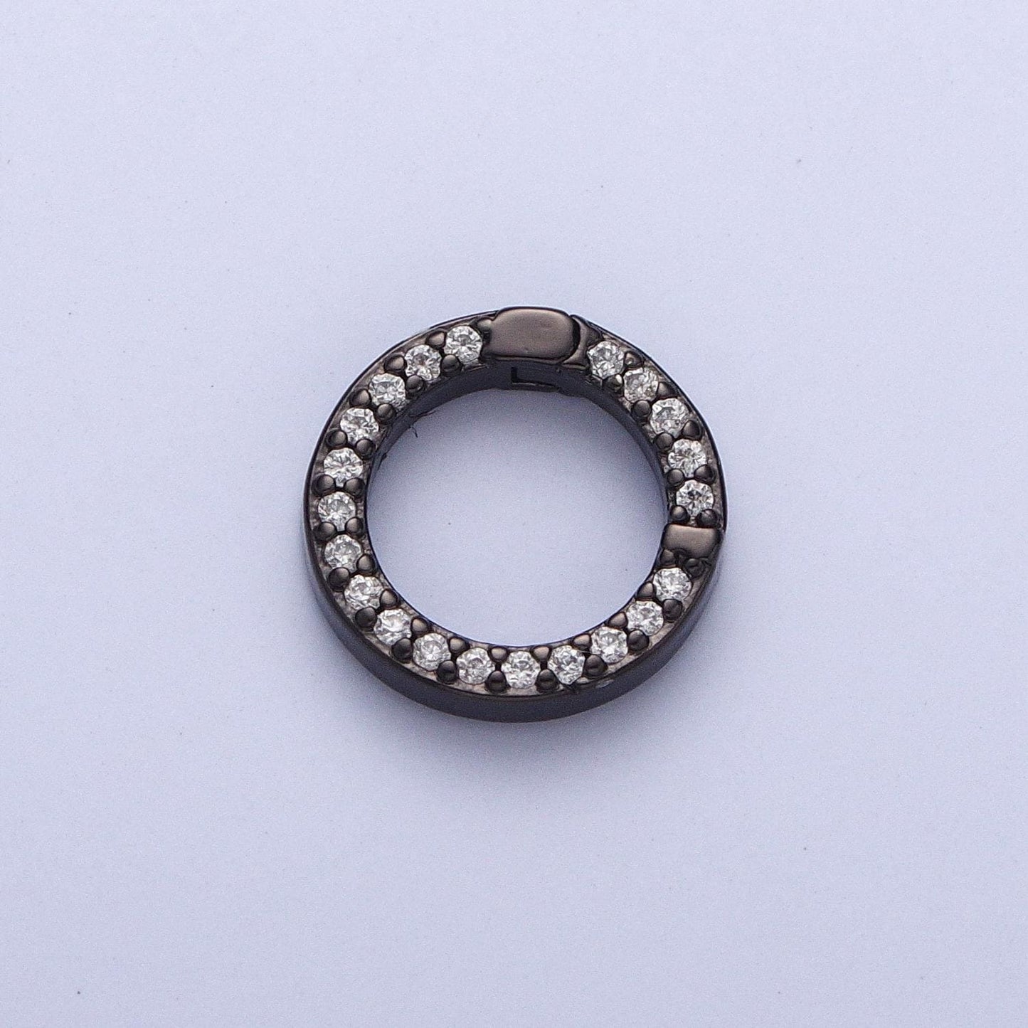 Cz Gold Spring Gate Ring 11 mm CZ Pull Gate ring Silver Black Round Micro Pave Charm Holder Clasp for Connector Bracelet Necklace L862