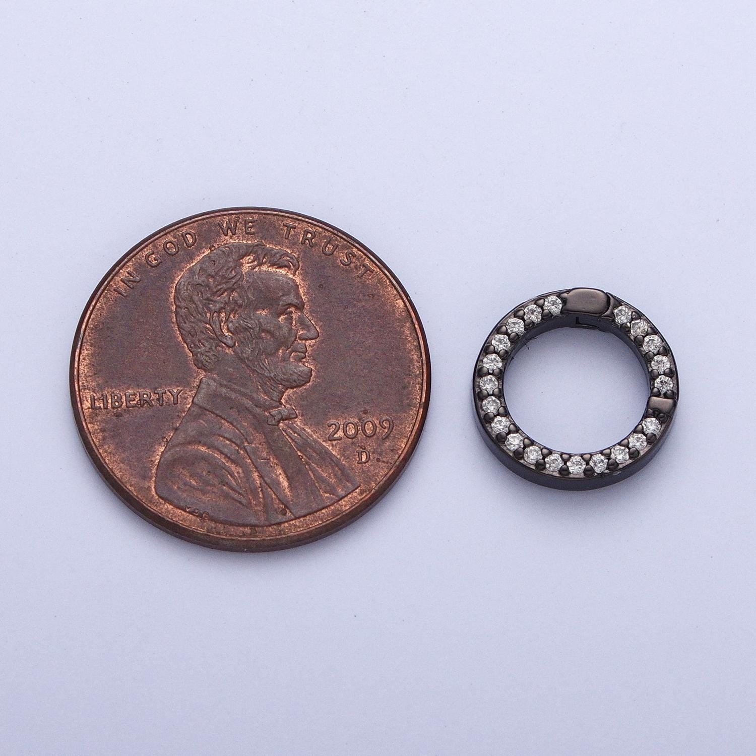 Cz Gold Spring Gate Ring 11 mm CZ Pull Gate ring Silver Black Round Micro Pave Charm Holder Clasp for Connector Bracelet Necklace L862