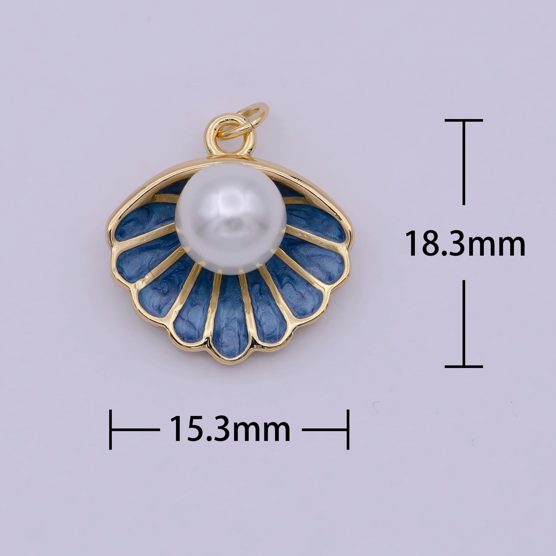Mini 14k gold filled pearl Enamel clam sea shell pendant Charm | N244