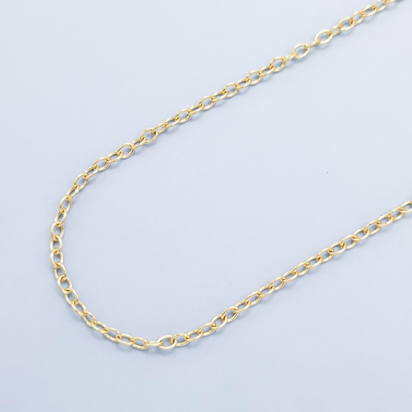 24K Gold Rolo Cable Chain by Yard, Oval Link Chain by Foot, Wholesale bulk Roll Chain for Jewelry Making, Size 5x4mm, 191