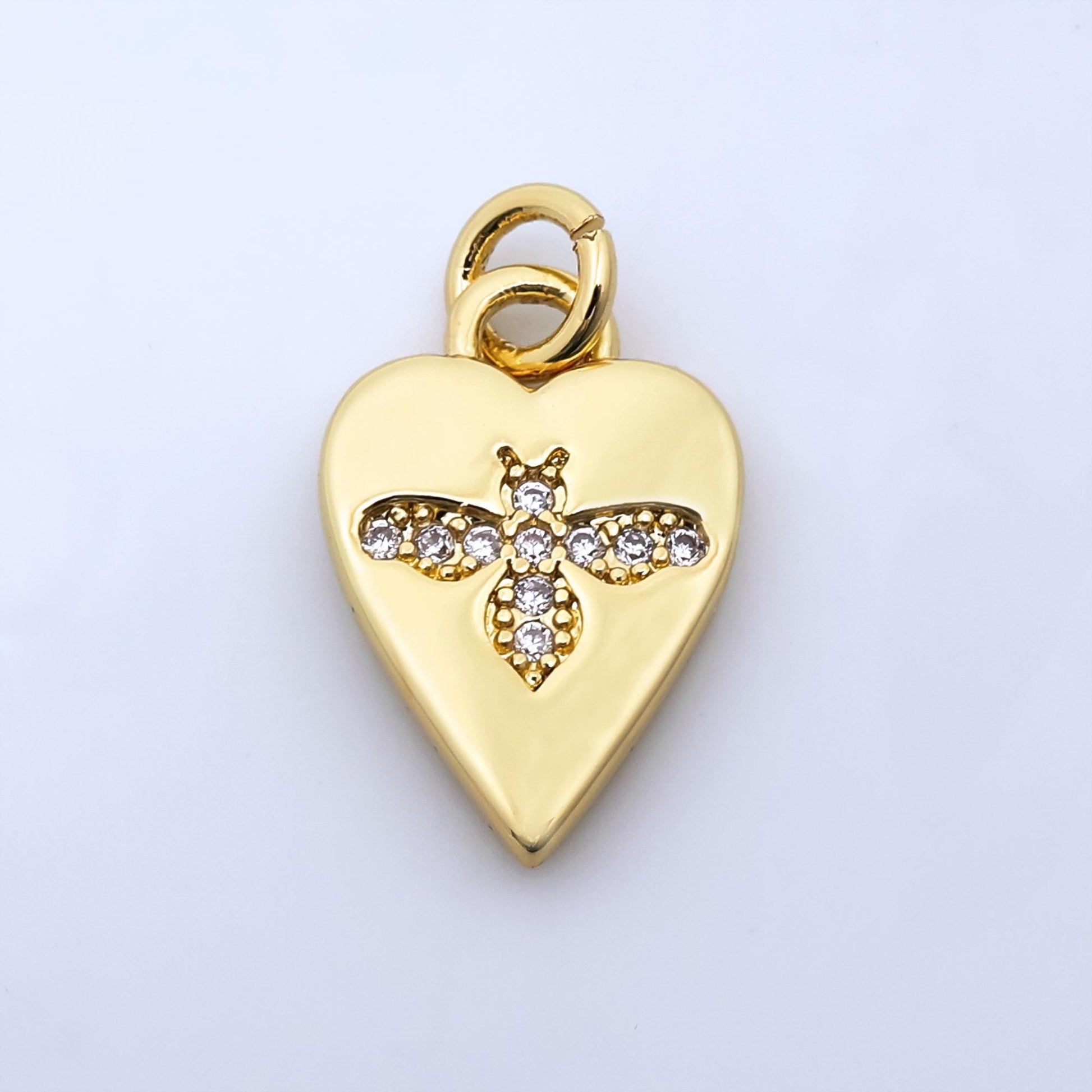 Dainty Bee Heart Charm Bumblee Bee Heart dangle charm for necklace bracelet earring Supply, 274