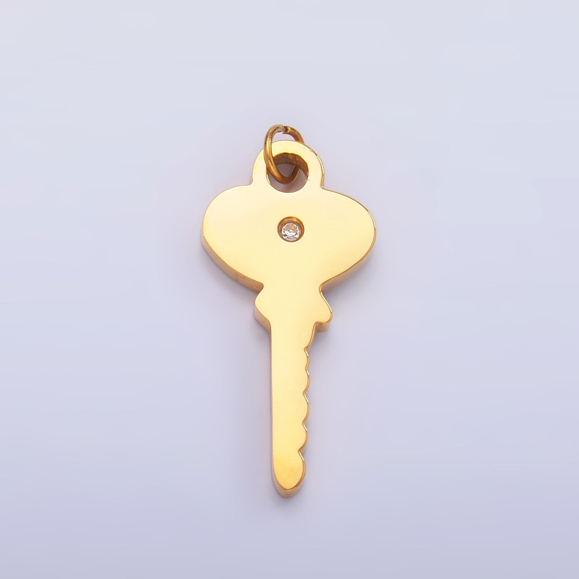 Dainty stainless steel PVD gold Plating key charm Dainty Silver CZ Lock jewelry inspired | P-849