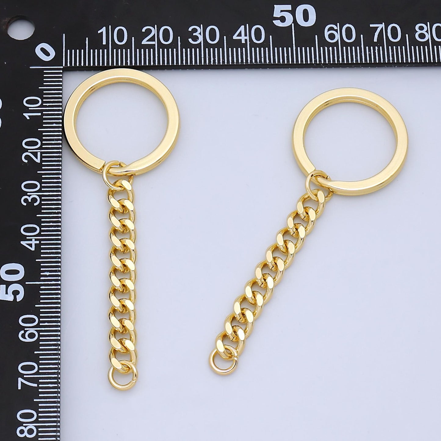 24K Gold Filled 3-Inch Curb Chain Drop Keychain Findings | Z1073