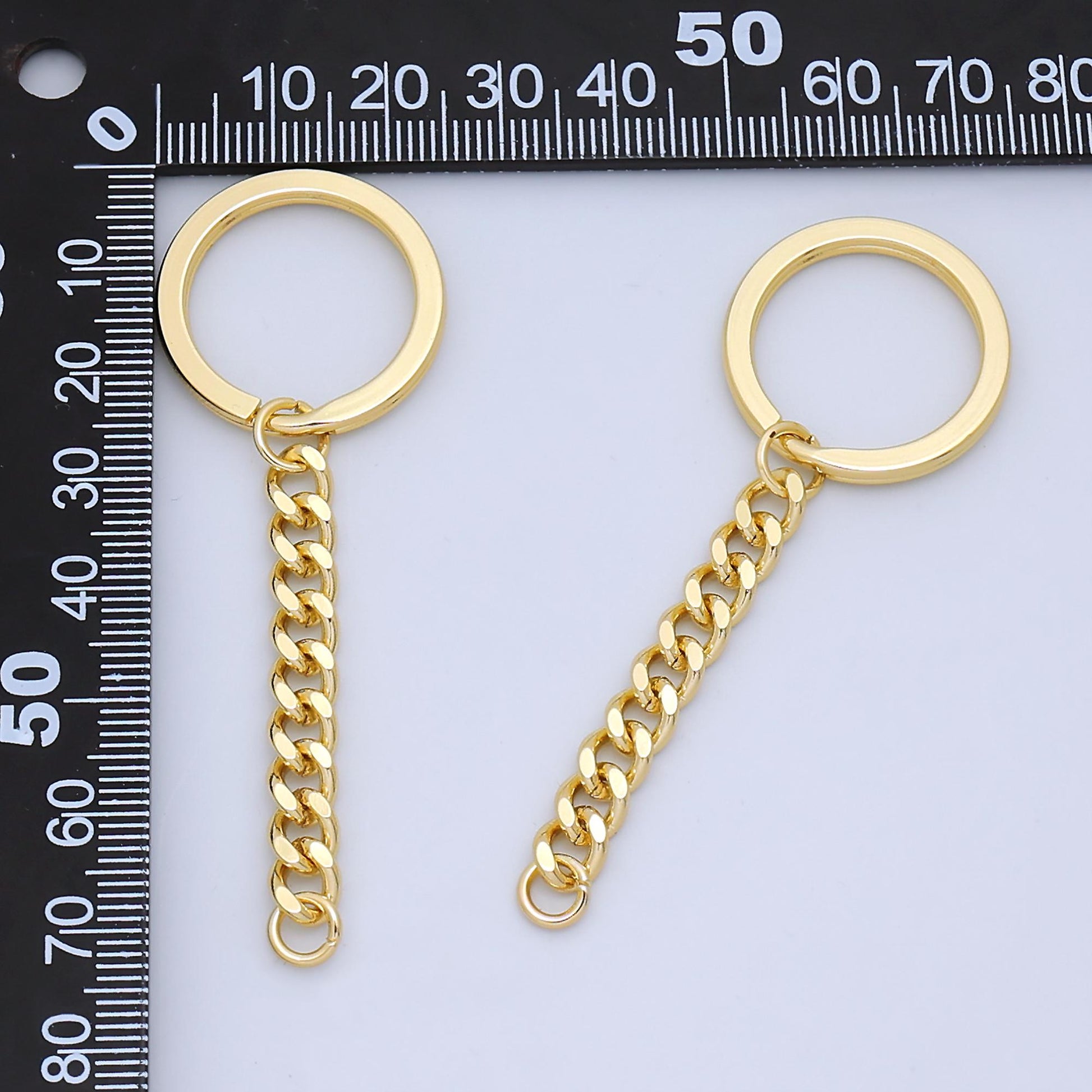 24K Gold Filled 3-Inch Curb Chain Drop Keychain Findings | Z1073