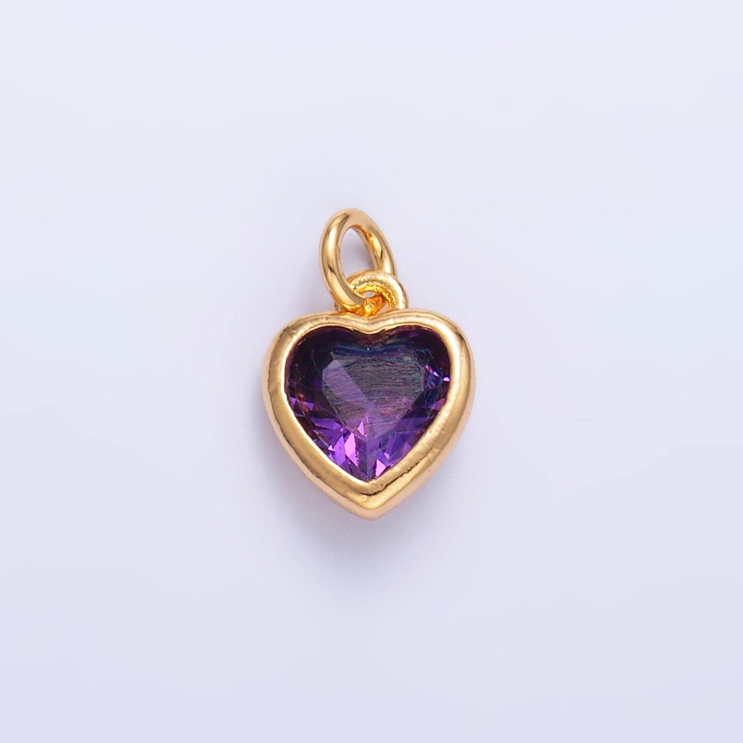 Mini cz heart charm gold heart charm Multi Color Tiny heart pendant C453