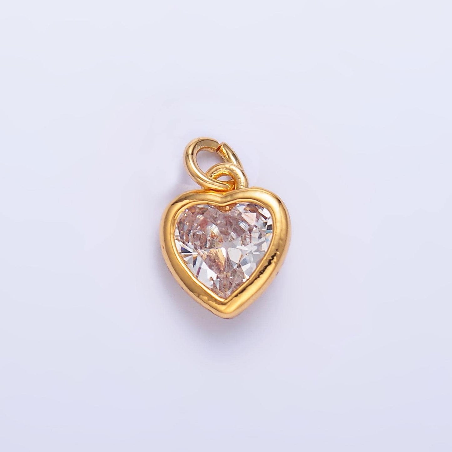 Mini cz heart charm gold heart charm Multi Color Tiny heart pendant C453