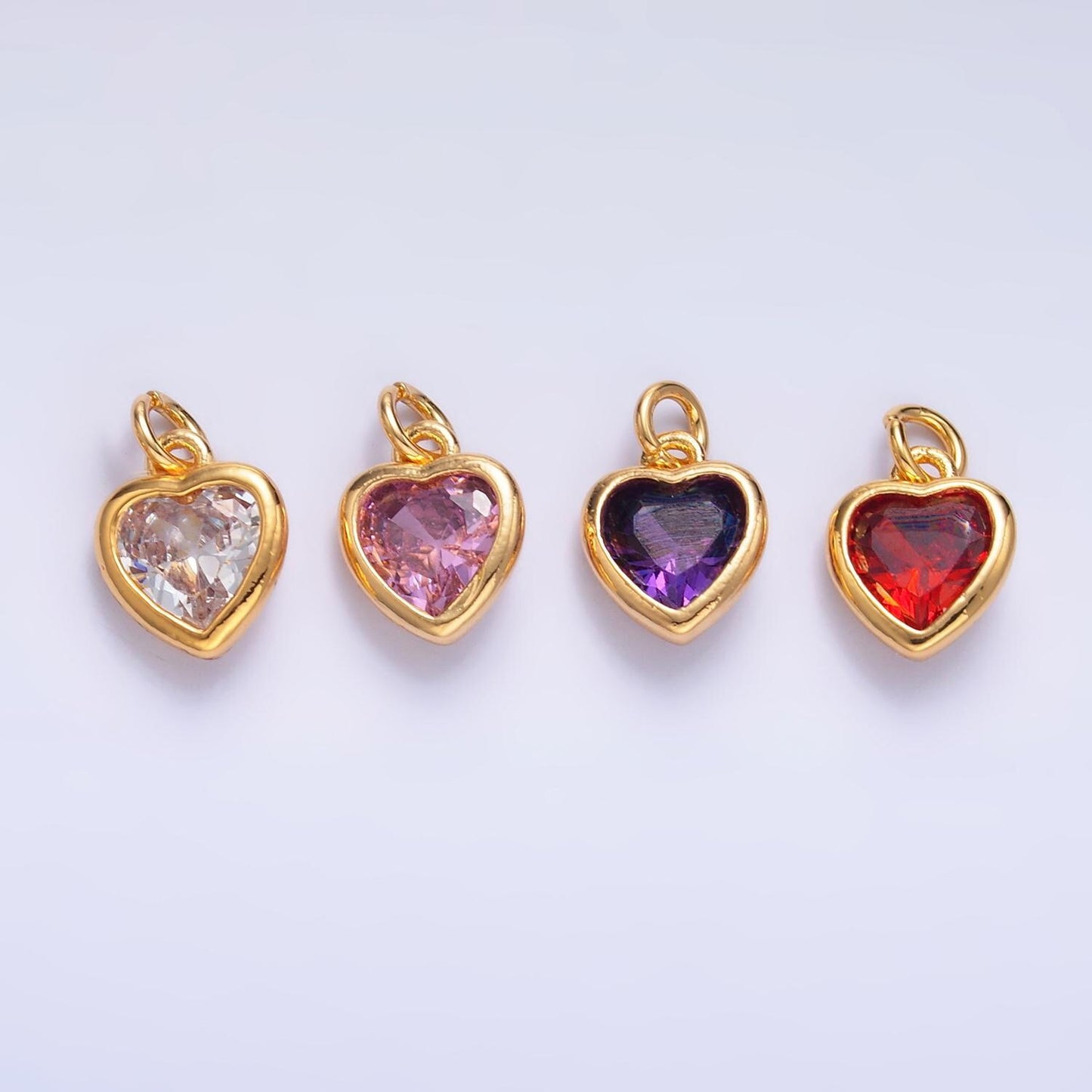 Mini cz heart charm gold heart charm Multi Color Tiny heart pendant C453