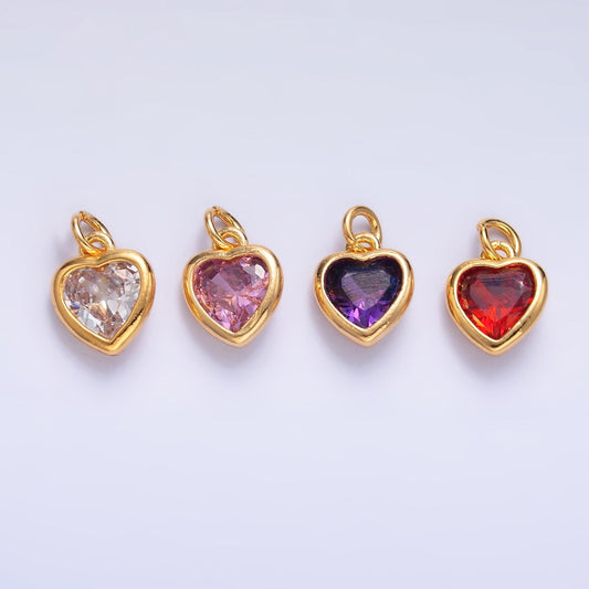 Mini cz heart charm gold heart charm Multi Color Tiny heart pendant C453