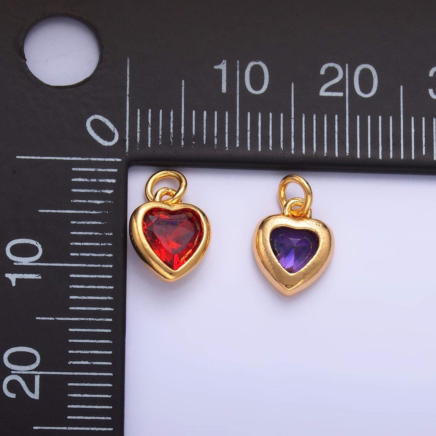 Mini cz heart charm gold heart charm Multi Color Tiny heart pendant C453
