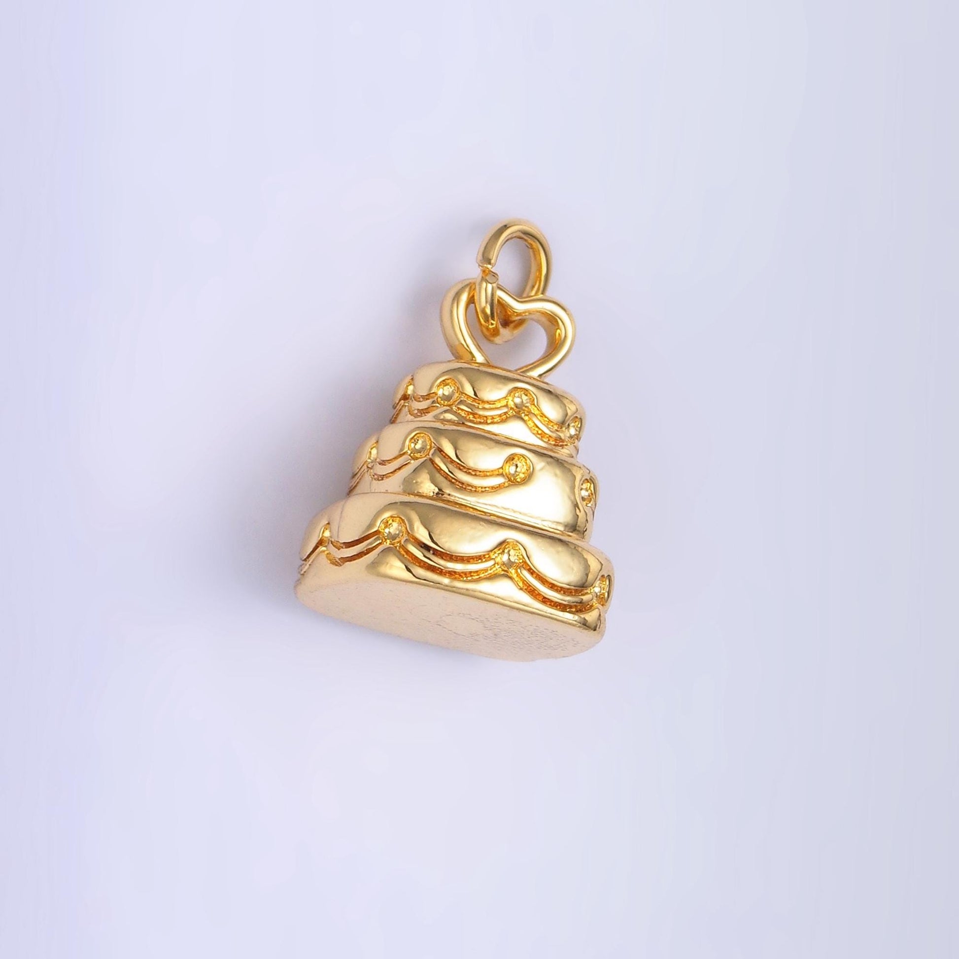 3D Mini Tier Birthday Cake Charm gold filled Celebration charm Wedding Cake Inspired | D628