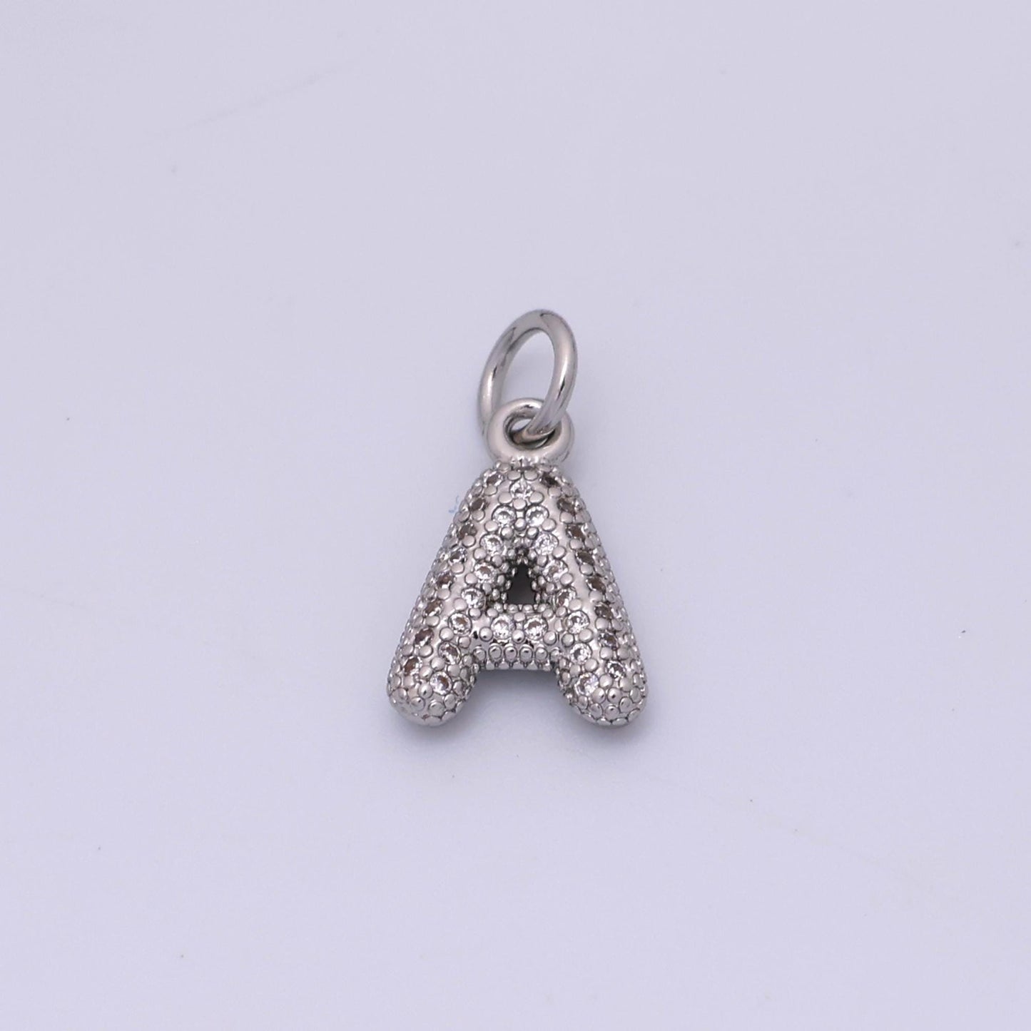 Mini Silver Initial Letter Charm Cubic Zirconia Alphabet Charm Wholesale Jewelry Supplies A157