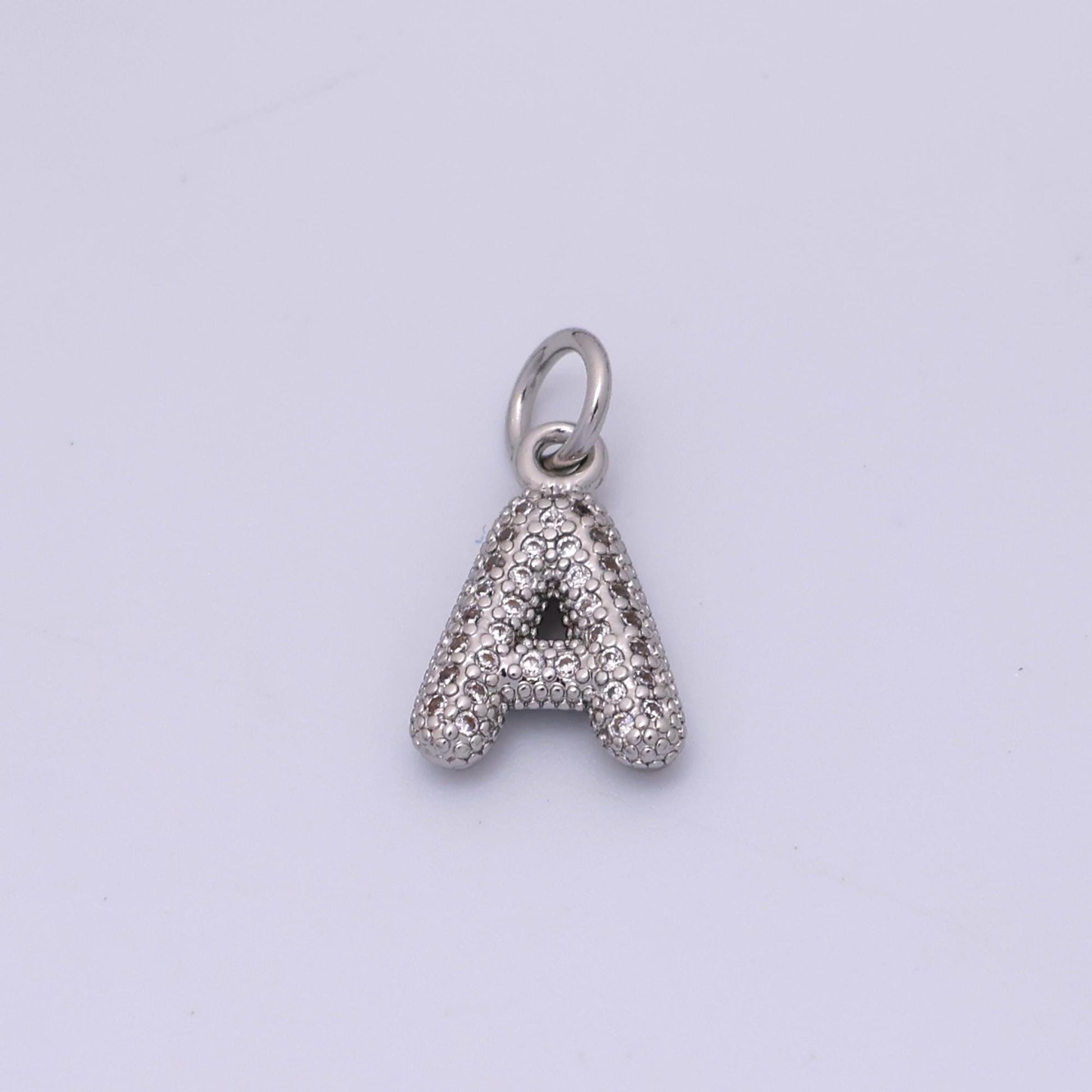 Mini Silver Initial Letter Charm Cubic Zirconia Alphabet Charm Wholesale Jewelry Supplies A157