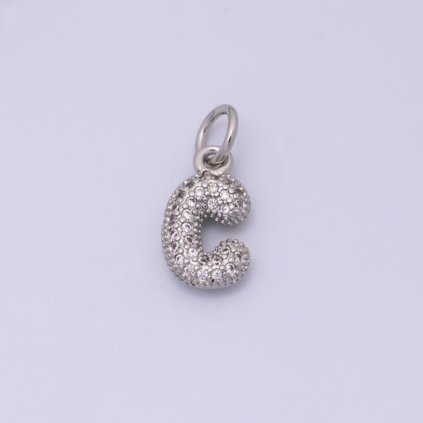 Mini Silver Initial Letter Charm Cubic Zirconia Alphabet Charm Wholesale Jewelry Supplies A157