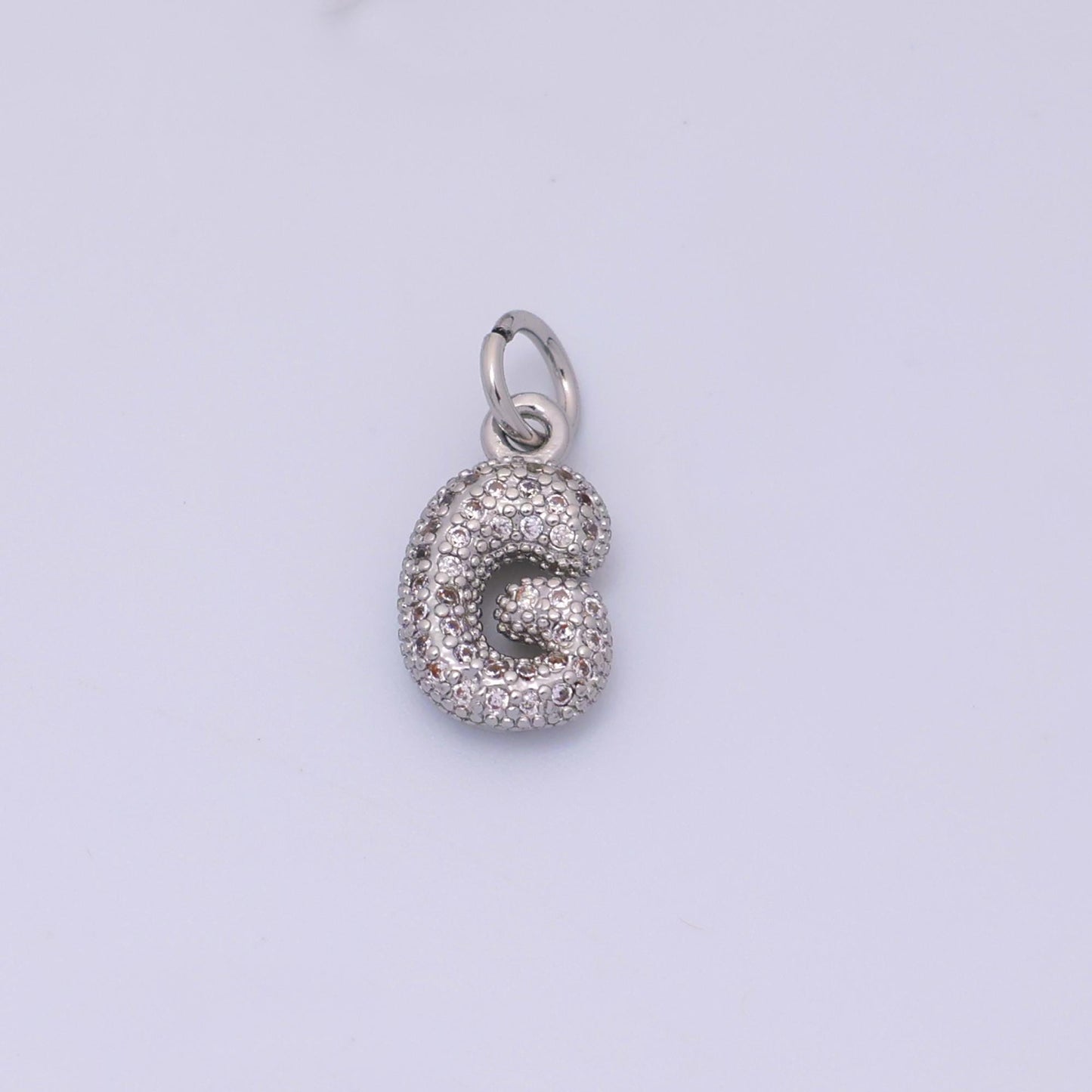 Mini Silver Initial Letter Charm Cubic Zirconia Alphabet Charm Wholesale Jewelry Supplies A157