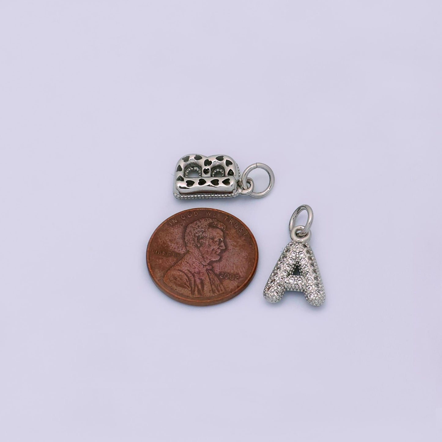 Mini Silver Initial Letter Charm Cubic Zirconia Alphabet Charm Wholesale Jewelry Supplies A157