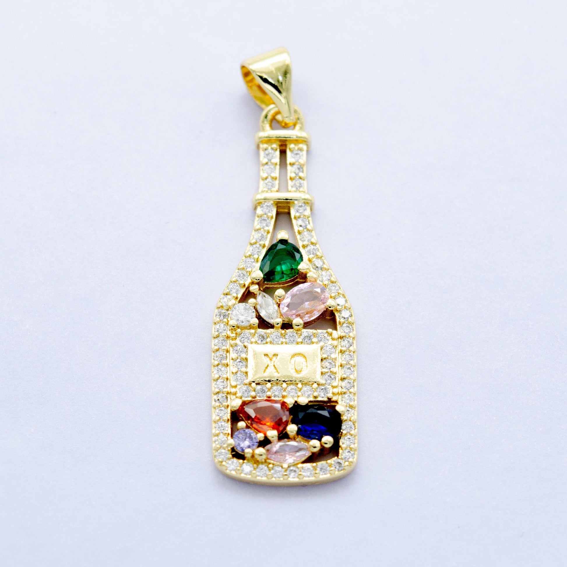 Dainty Cubic XO bottle charm Multi Color CZ Alcohol Cognac Drink Bottle for bracelet necklace charm pendant minimalist jewelry making AA1454