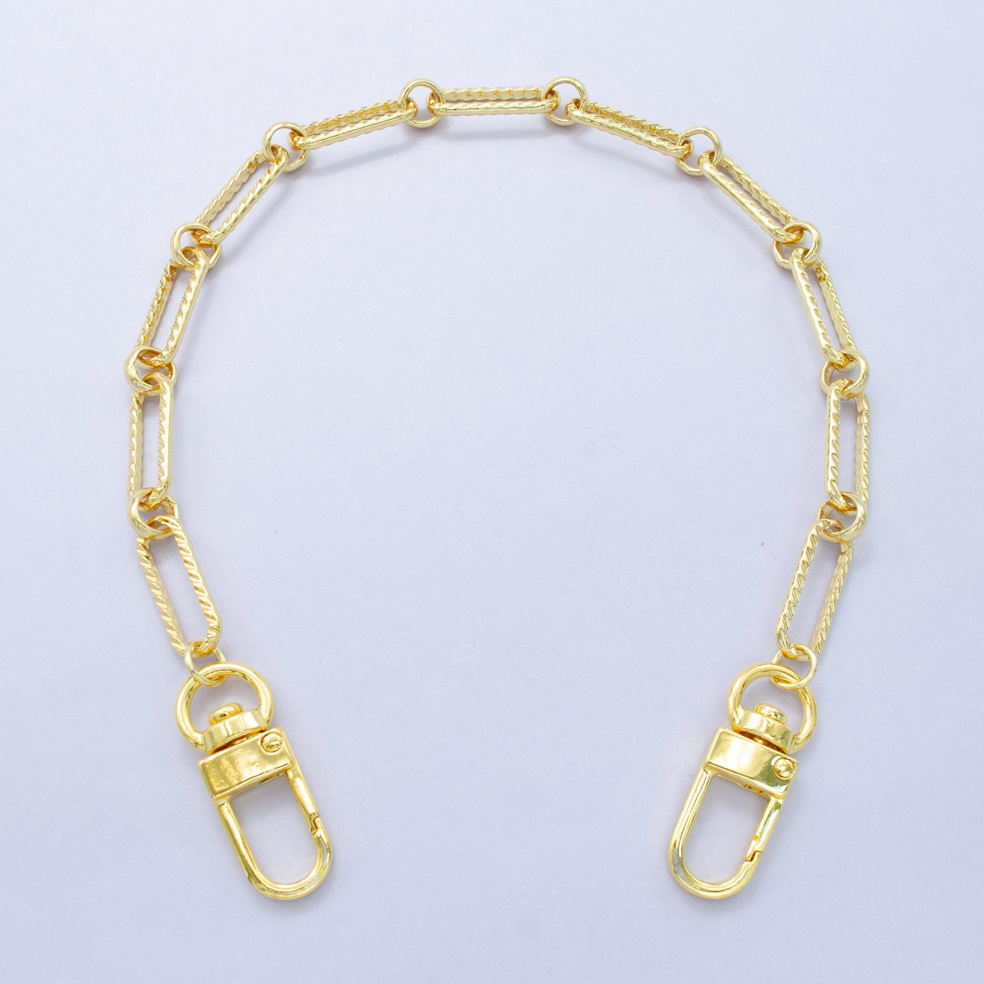 Long 24k Gold Filled Textured Paper Clip chain 11.5 inch for Party Bag Charm Supply DIY Supply for Purse Charm Jewelry Making WA-2937