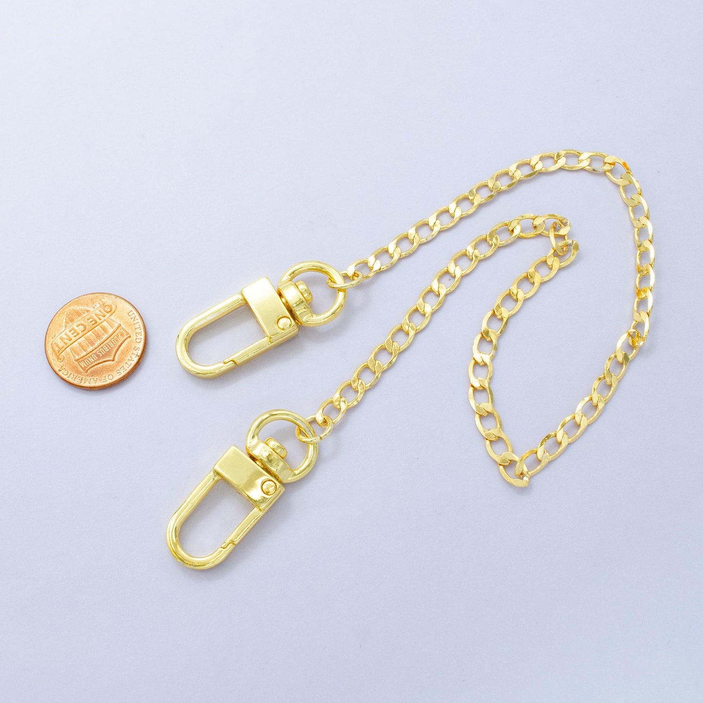 Long 24k Gold Filled Curb chain 11.5 inch for Party Bag Charm Supply DIY Supply for Purse Charm Jewelry Making WA-2931