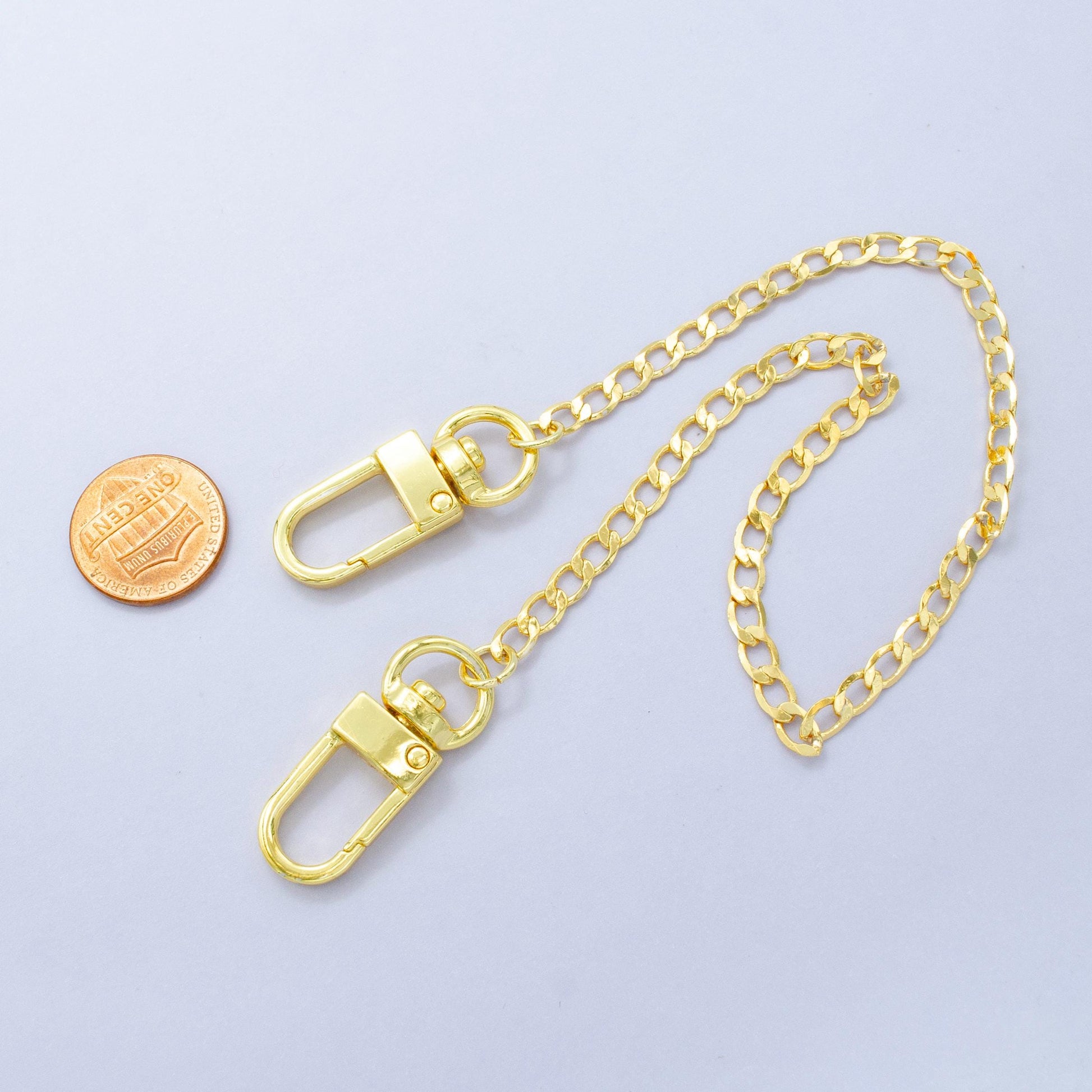 Long 24k Gold Filled Curb chain 11.5 inch for Party Bag Charm Supply DIY Supply for Purse Charm Jewelry Making WA-2931