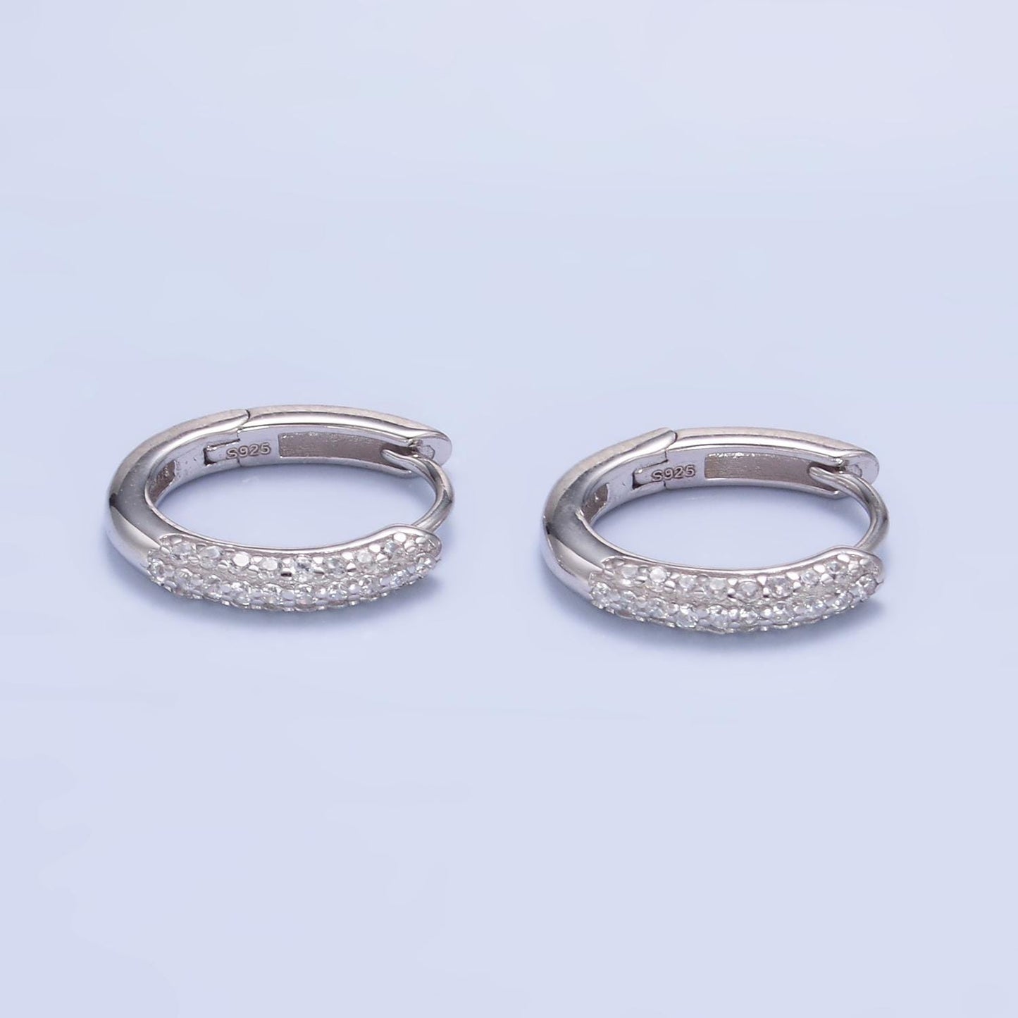 Minimalist CZ Sterling Silver Huggie Earrings 14mm Classic Hinged Huggie Earrings Lightweight Stackable Earrings Mother Day Gift idea SL-581