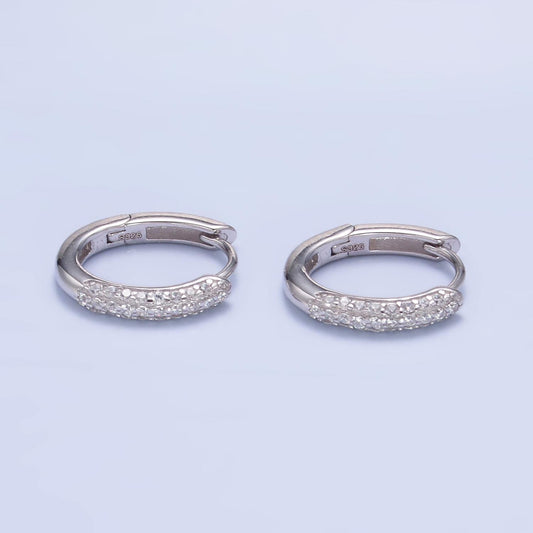 Minimalist CZ Sterling Silver Huggie Earrings 14mm Classic Hinged Huggie Earrings Lightweight Stackable Earrings Mother Day Gift idea SL-581
