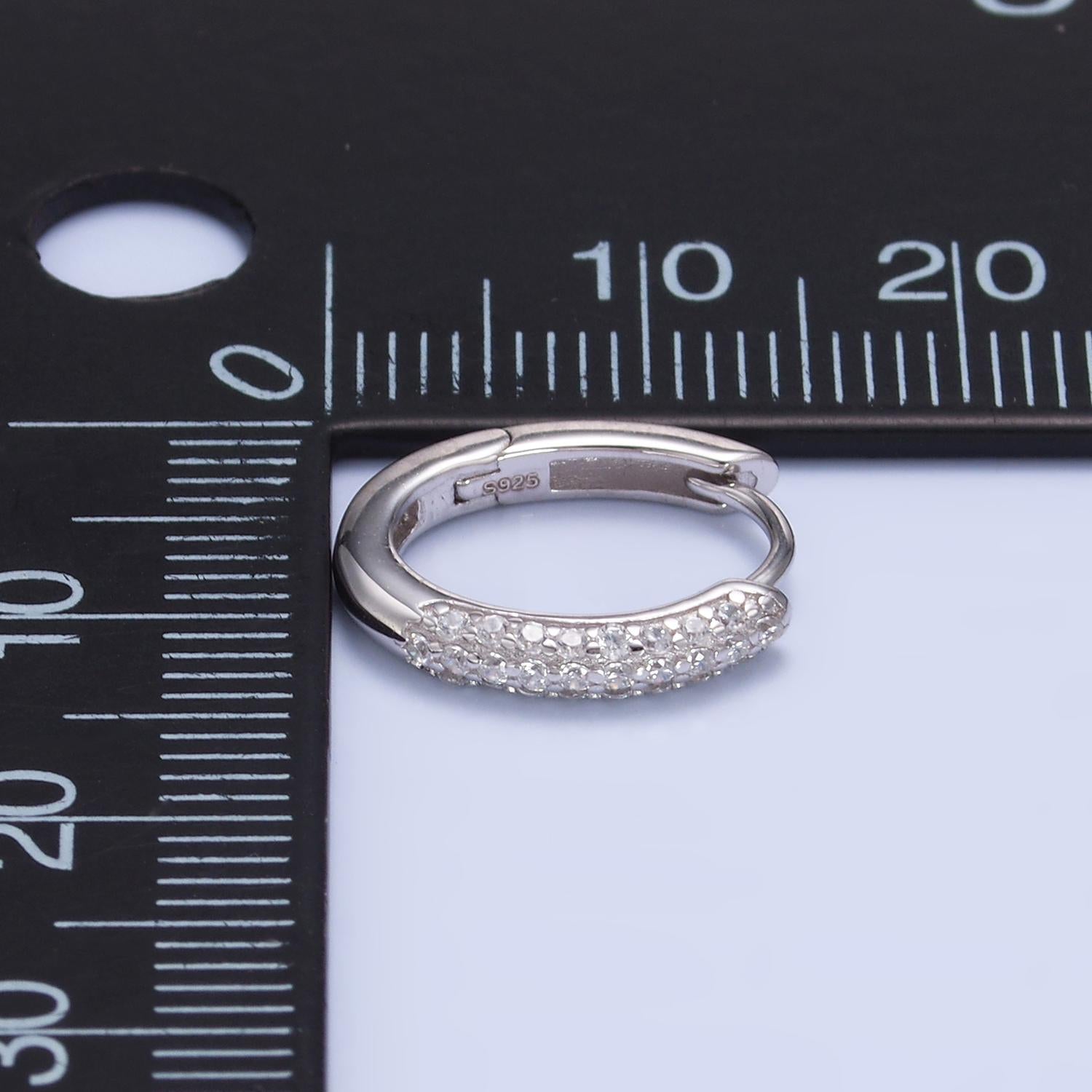 Minimalist CZ Sterling Silver Huggie Earrings 14mm Classic Hinged Huggie Earrings Lightweight Stackable Earrings Mother Day Gift idea SL-581