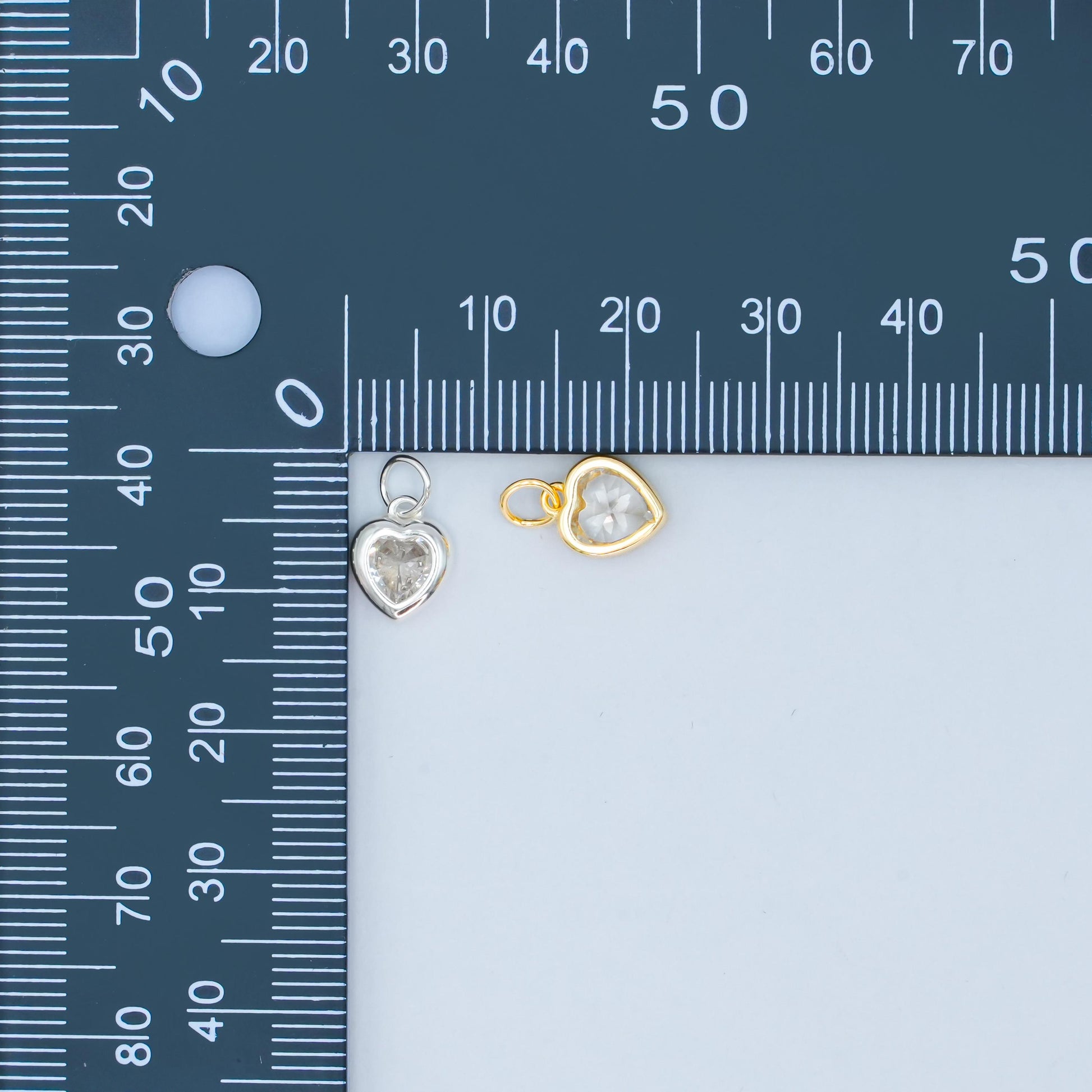 Mini 7.5mm Heart Bezel charm s925 Sterling Silver Heart charm Gold Vermeil heart charm for Minimalist Jewelry Making Supply SL-638