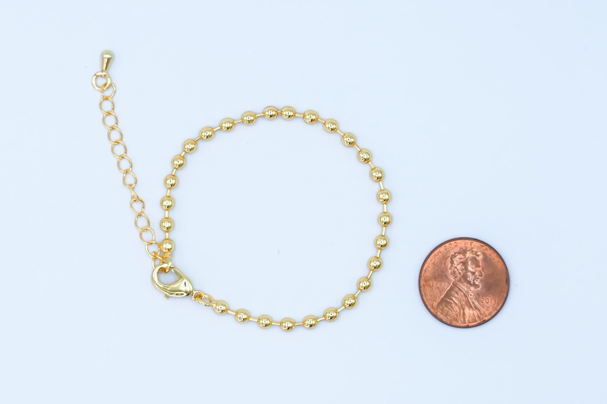 Minimalist 24k gold filled Beaded bracelet 6 inch + 1.5 inch extender for Jewelry Supply