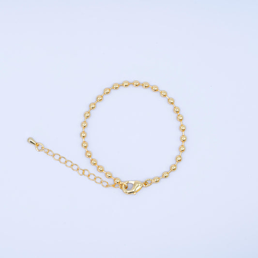Minimalist 24k gold filled Beaded bracelet 6 inch + 1.5 inch extender for Jewelry Supply