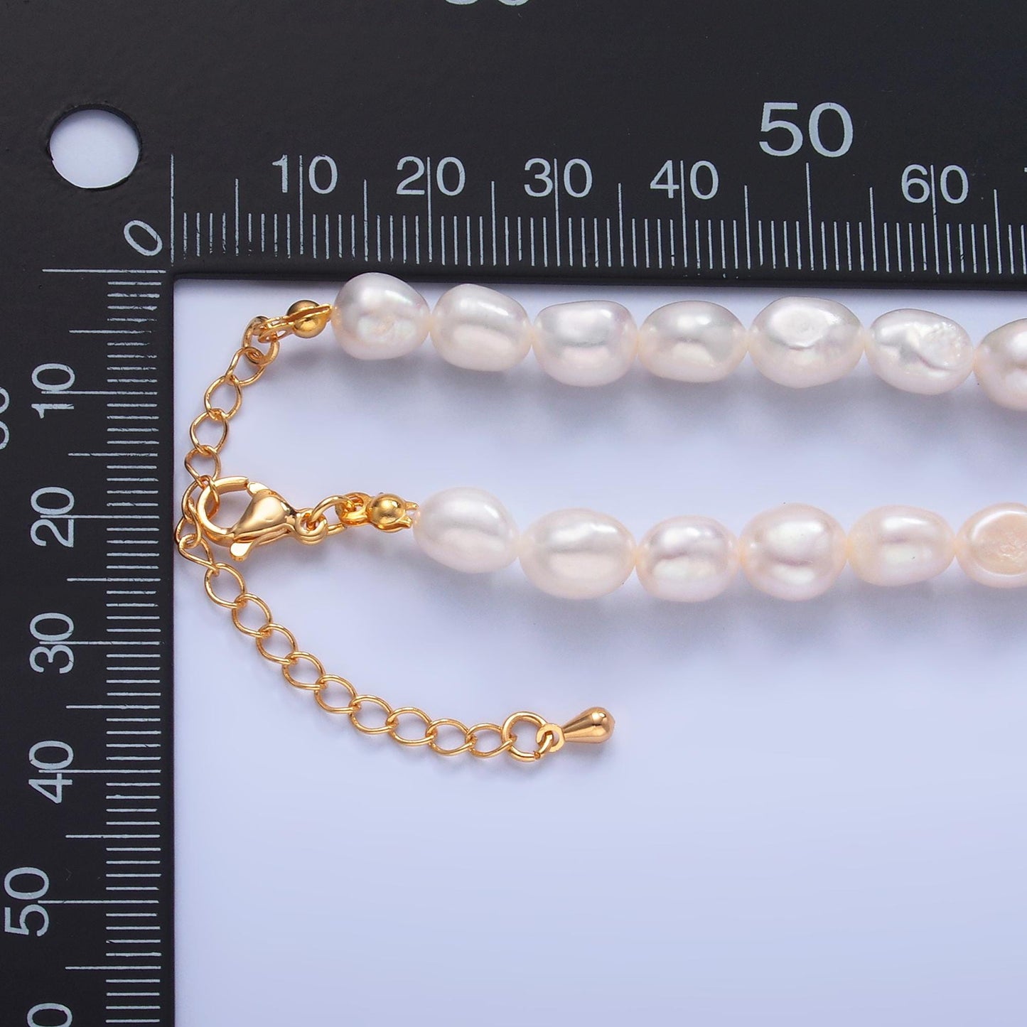 Handmade 6.9mm Natural Freshwater Pearl Necklace 16.53 inch + 2 inch extender Layer Bead Necklace Wedding Jewelry WA-3018