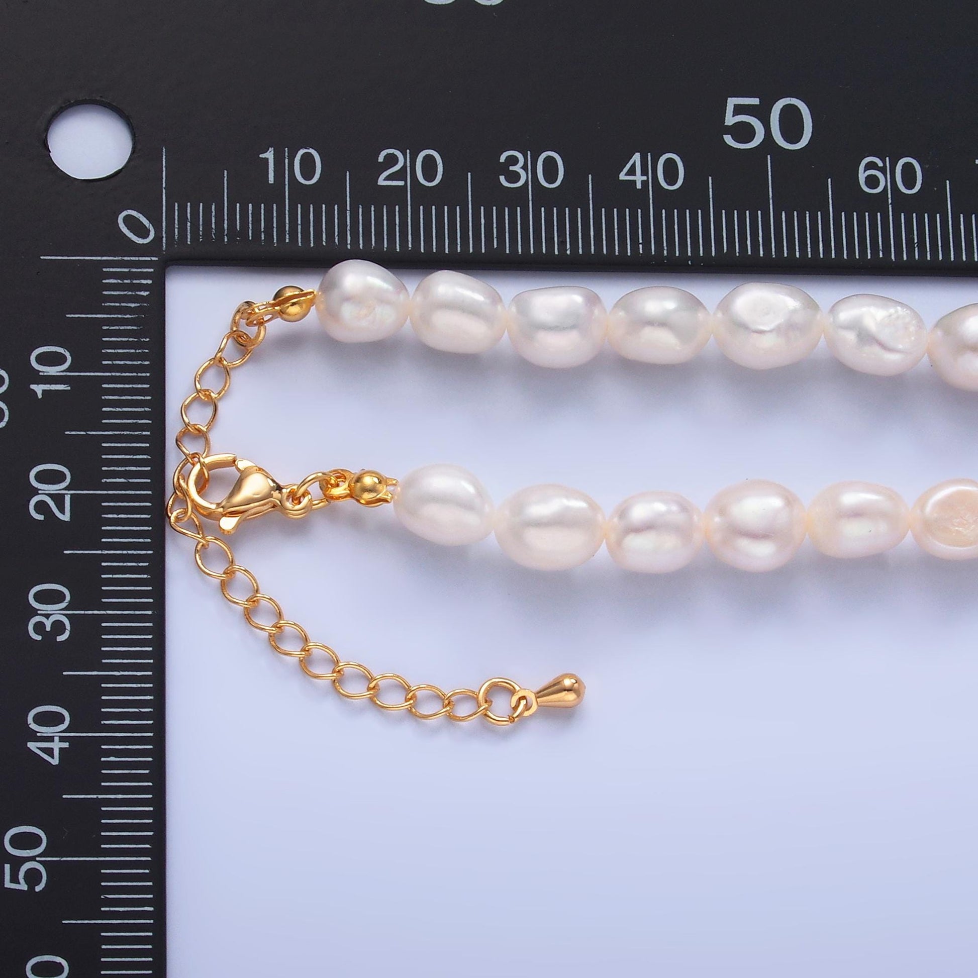 Handmade 6.9mm Natural Freshwater Pearl Necklace 16.53 inch + 2 inch extender Layer Bead Necklace Wedding Jewelry WA-3018