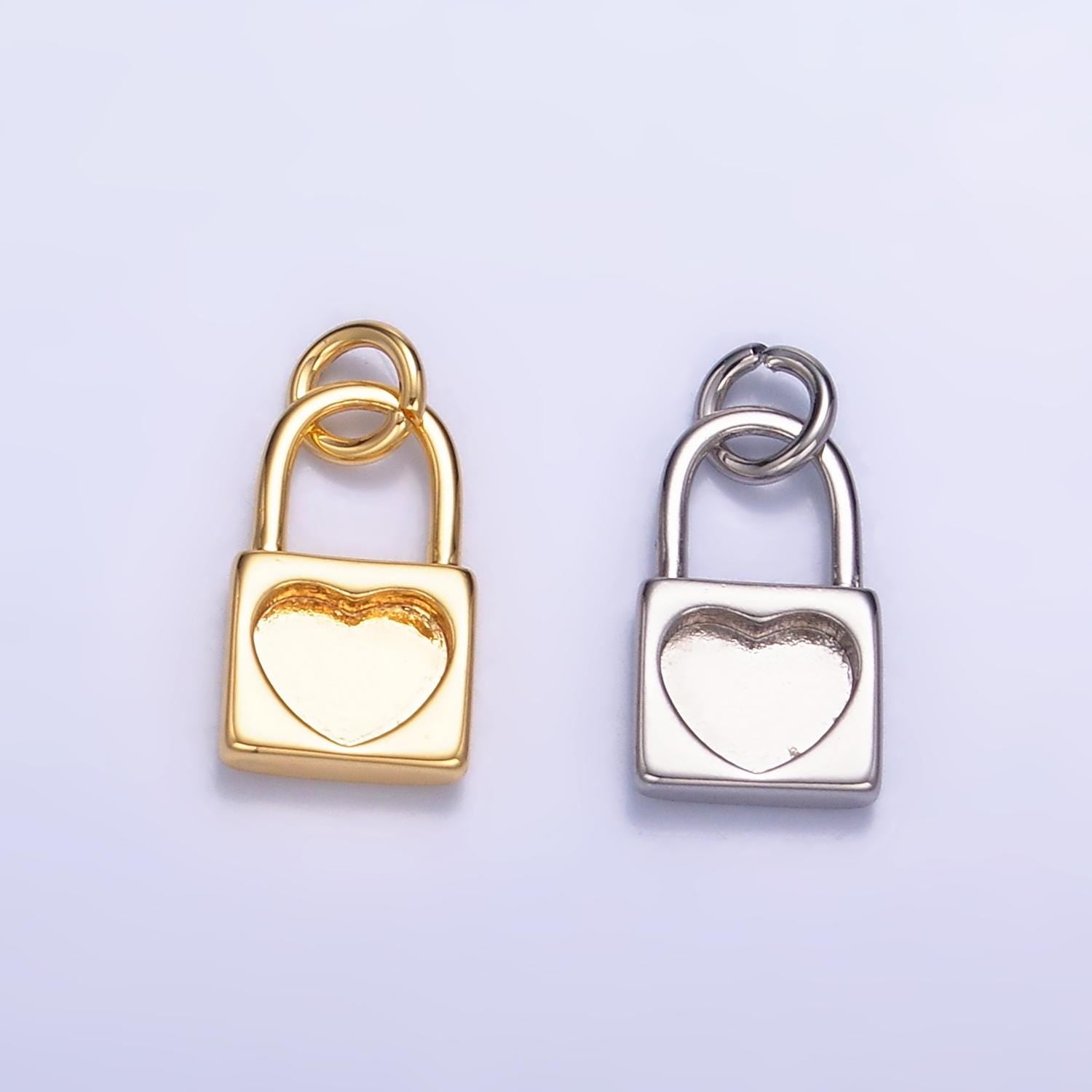 Mini Gold Padlock Charm 24k gold filled Heart charm for bracelet necklace jewelry making supply | W871