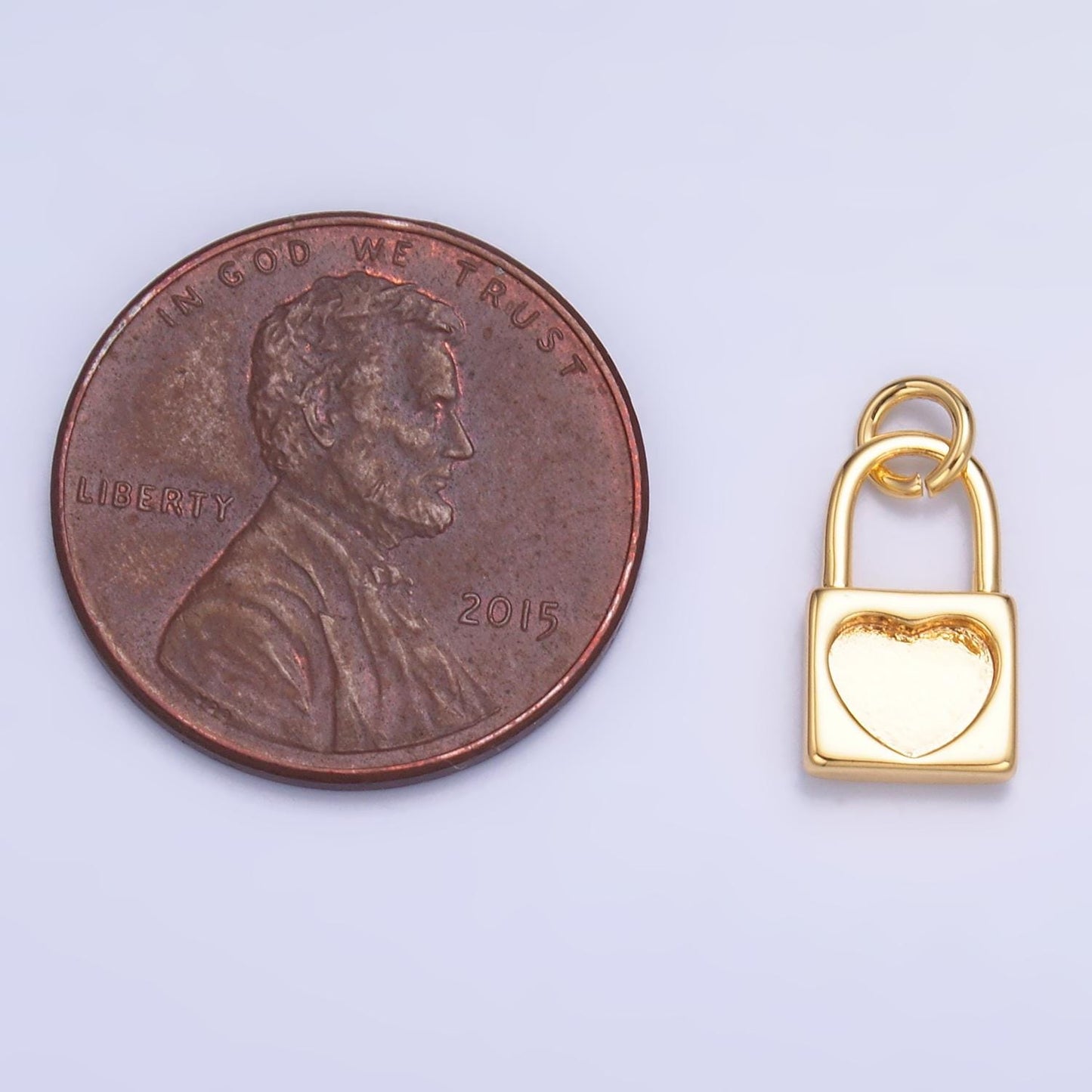 Mini Gold Padlock Charm 24k gold filled Heart charm for bracelet necklace jewelry making supply | W871