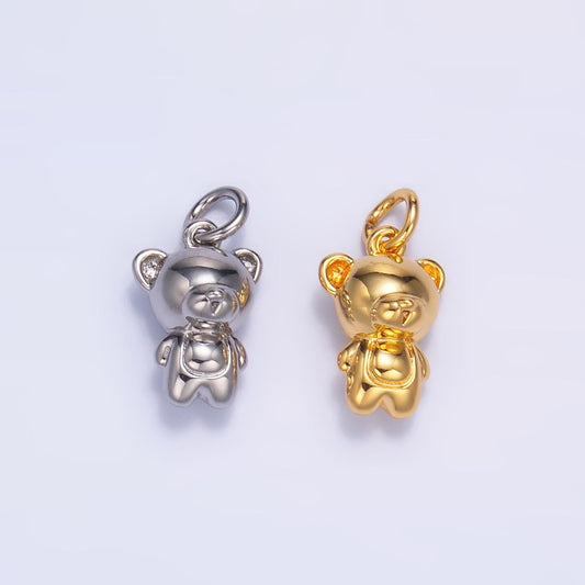 Mini bear pendant dainty teddy bear charm gold small charm silver stuff animal charm for bracelet necklace jewelry making supply W877