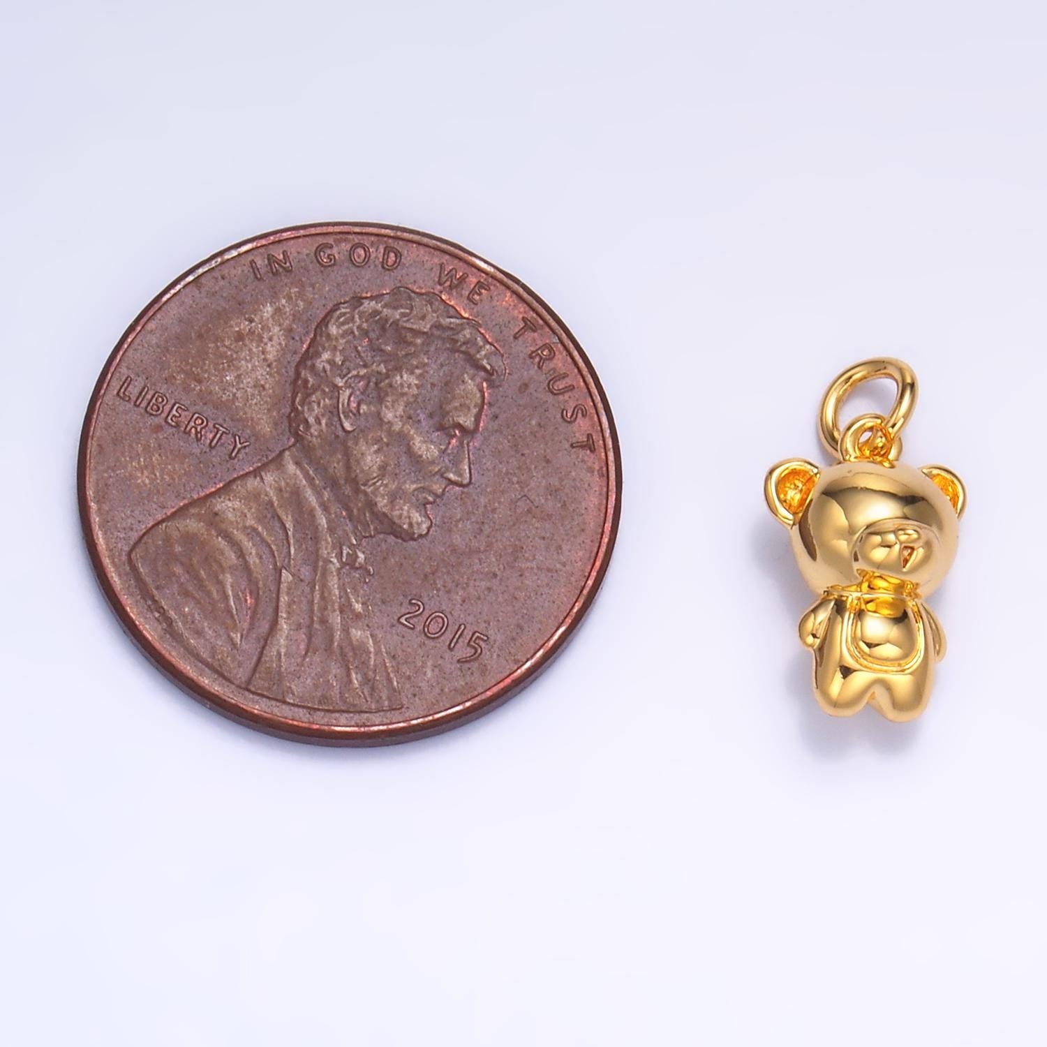 Mini bear pendant dainty teddy bear charm gold small charm silver stuff animal charm for bracelet necklace jewelry making supply W877