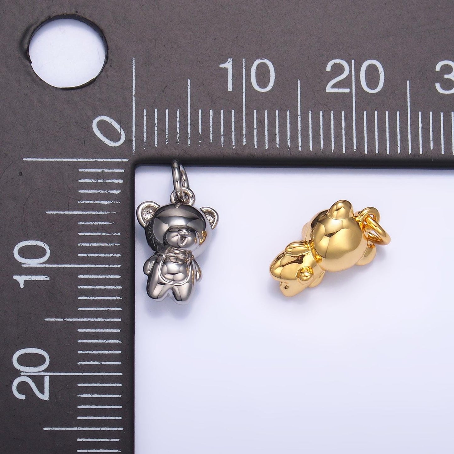 Mini bear pendant dainty teddy bear charm gold small charm silver stuff animal charm for bracelet necklace jewelry making supply W877